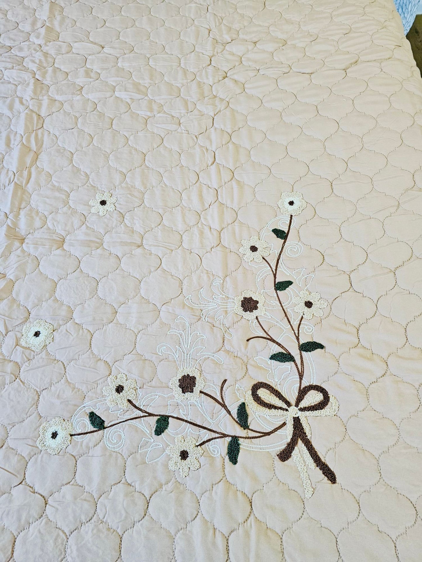 Coverlet (Bedcover) Queen size embroidery Work. Made in India.