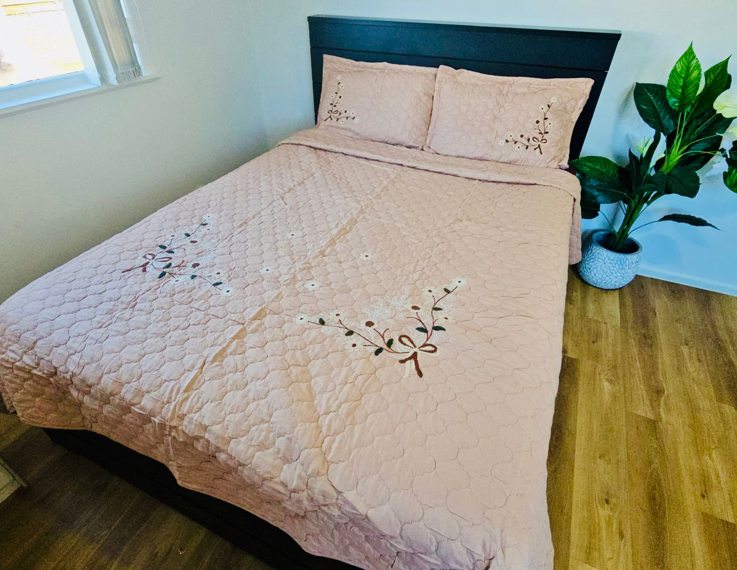 Coverlet (Bedcover) Queen size embroidery Work. Made in India.