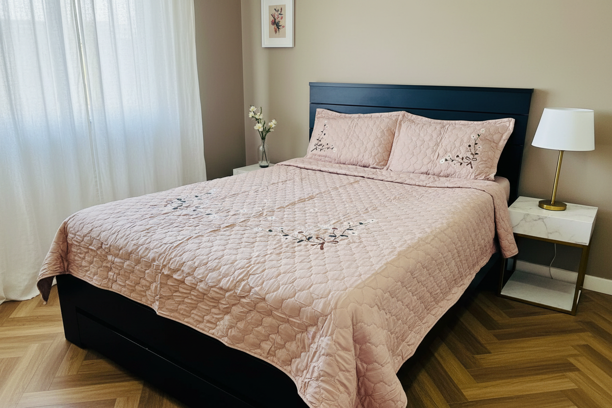 Beige Coverlet - Modern Greige Bedroom