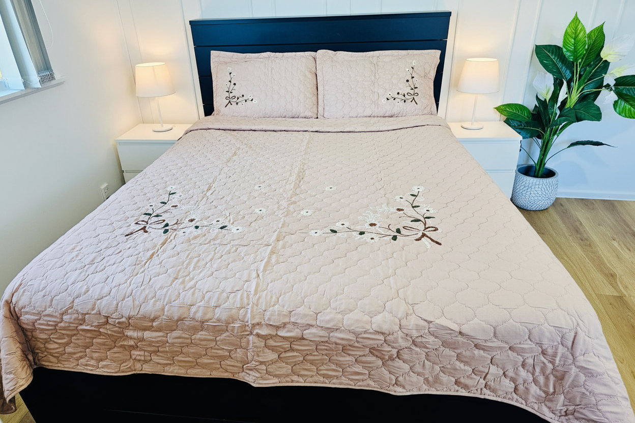 Beige Coverlet - Scandinavian Bedroom