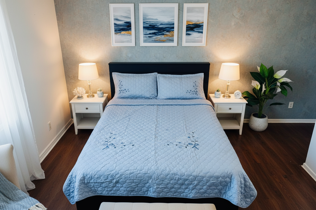 Blue Coverlet - Blue-Grey Luxury Bedroom