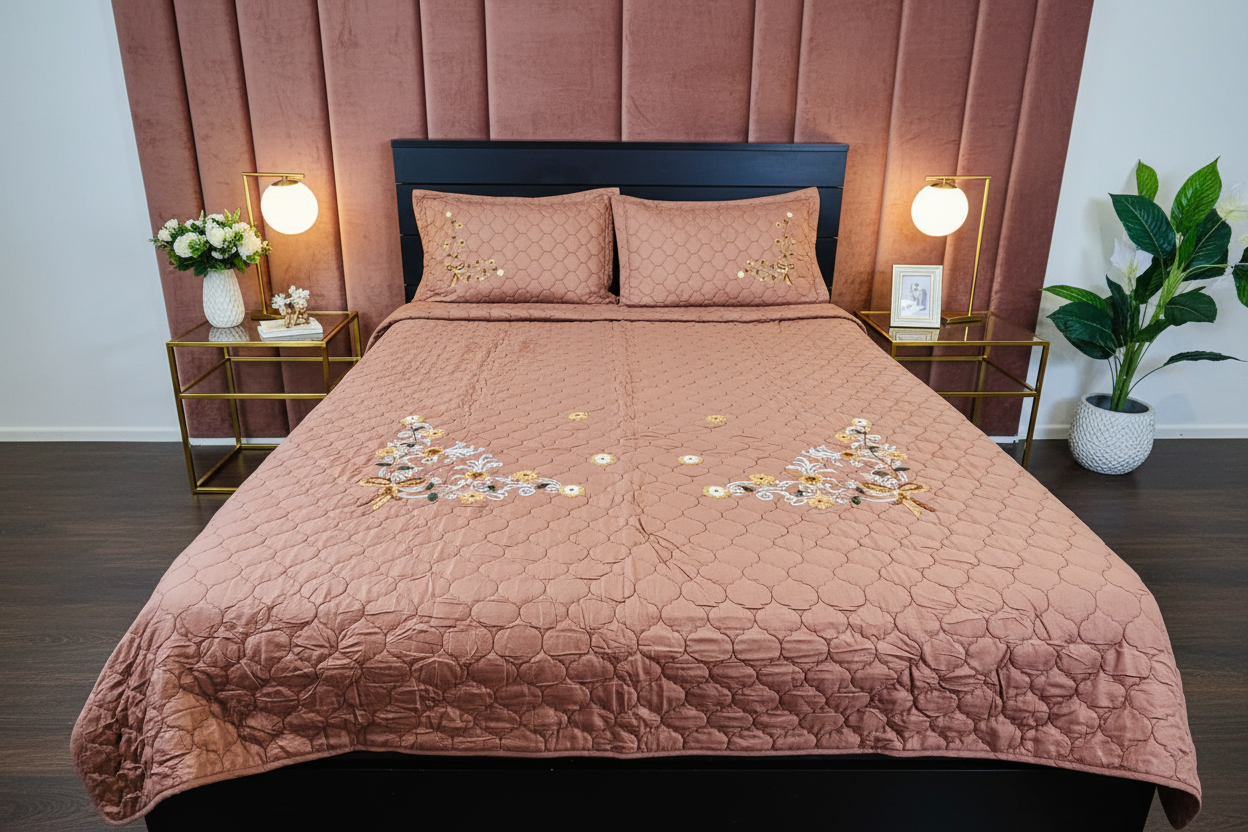 Brown Coverlet - Blush Luxury Bedroom