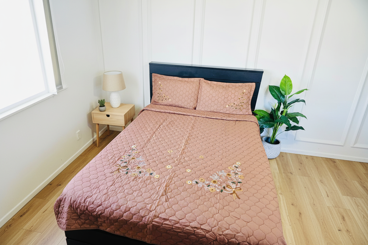 Brown Coverlet - Scandinavian Bedroom