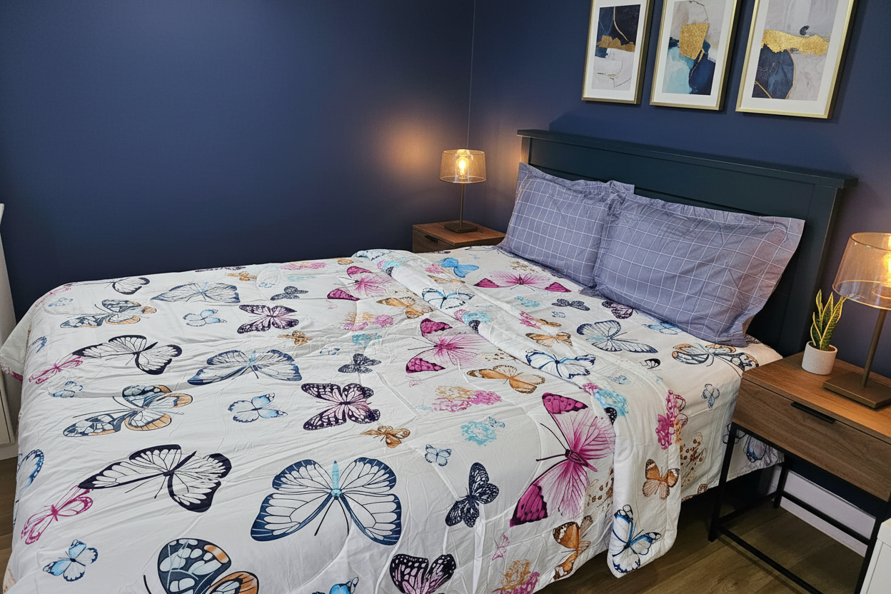 Butterfly Comforter - Navy Bedroom