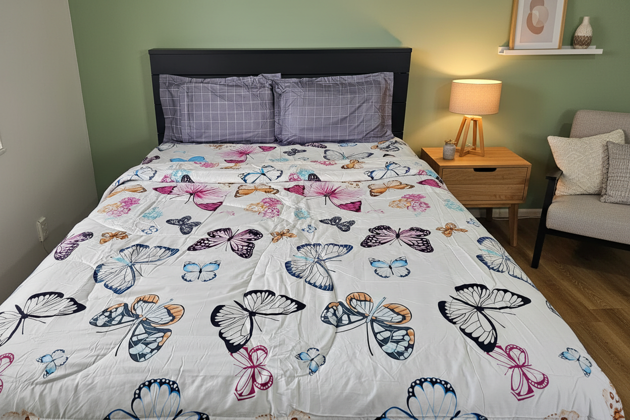 Butterfly Comforter - Sage Green Bedroom