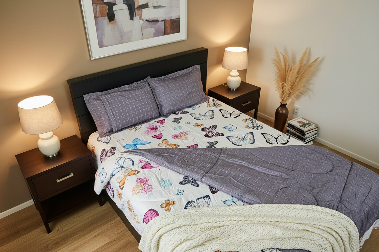 Butterfly Comforter - Warm Bedroom