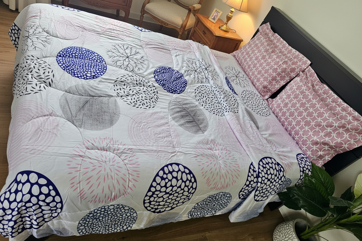 Circle Print Comforter - Cream Cozy Bedroom