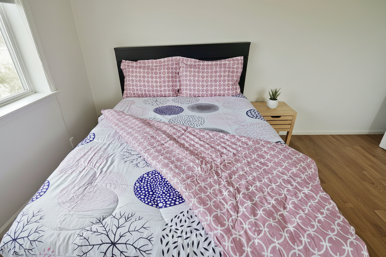 Circle Print Comforter - Scandinavian Bedroom