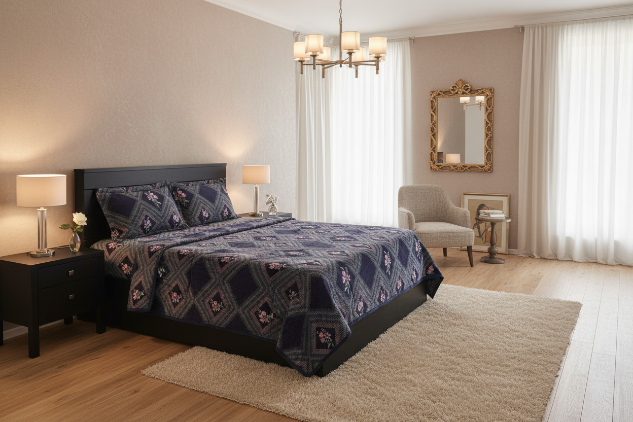 Navy Floral Bedding - Image 1