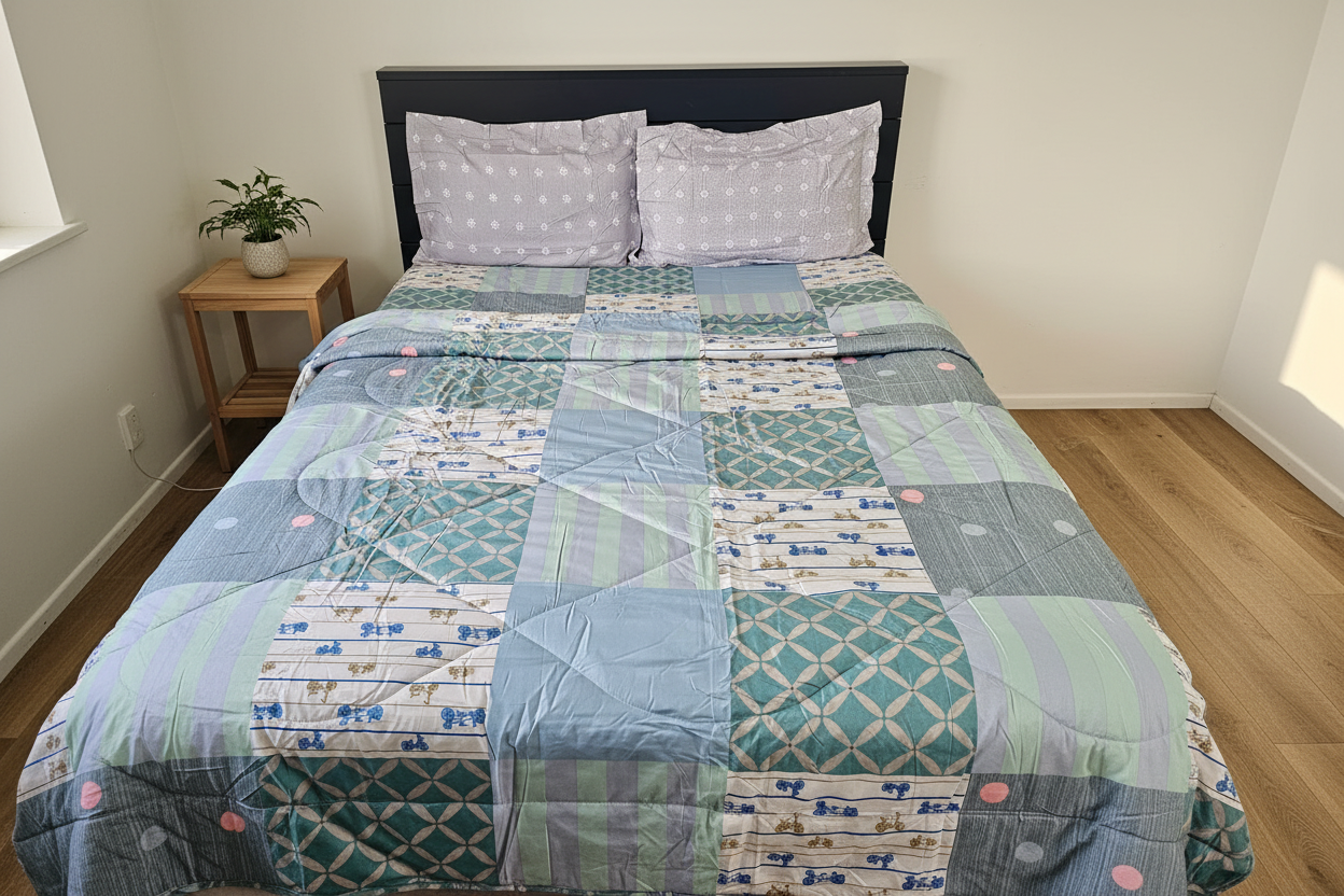 Patchwork Comforter - Scandinavian Bedroom