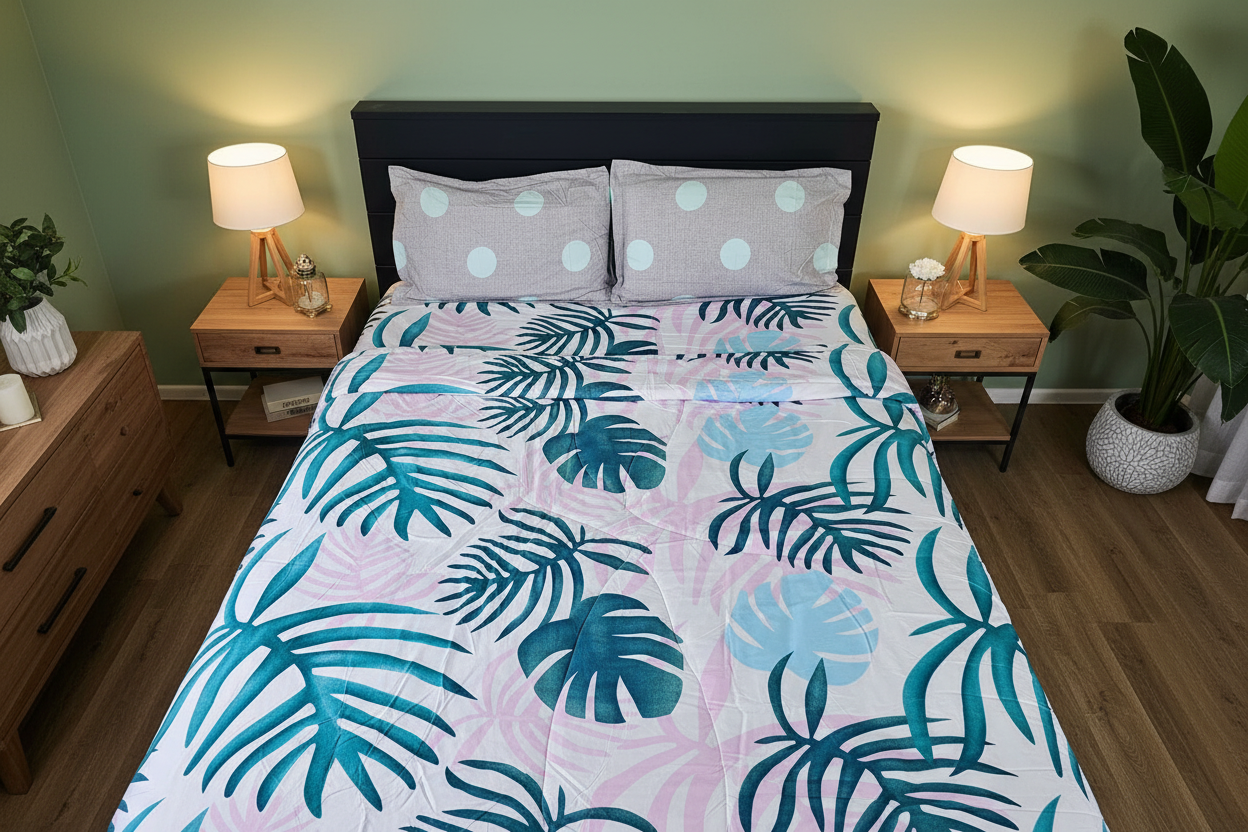 Tropical Leaf Comforter - Sage Green Bedroom