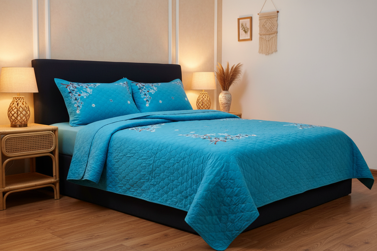 Turquoise Coverlet - Warm Boho Bedroom